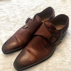 Men’s size 44 Mario Alborino brown Italian leather shoes.